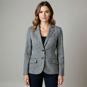 Steilmann Grey Silver Sparkle Cotton Blend Blazer Jacket Size 8 Medium